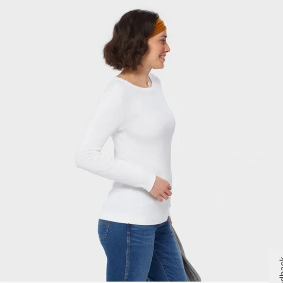 Duluth Trading Company Longtail Classic White Long Sleeve Crew Neck Shirt NWT - Picture 2 of 10